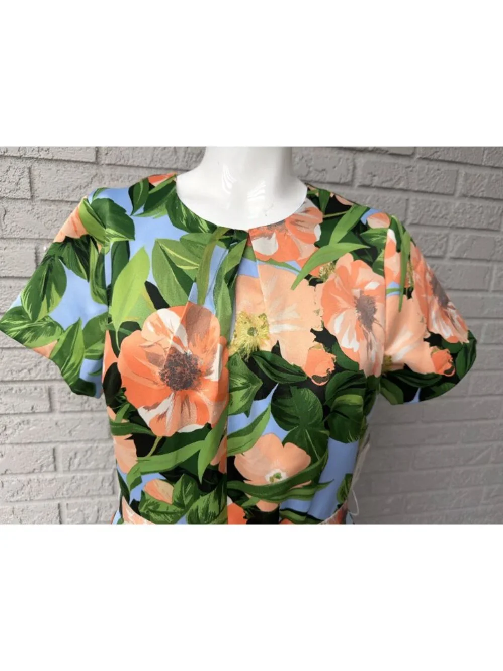 Tahari ASL Women's Floral Belted Pleated Short Sleeve Dress Size 8 - Picture 9 of 16